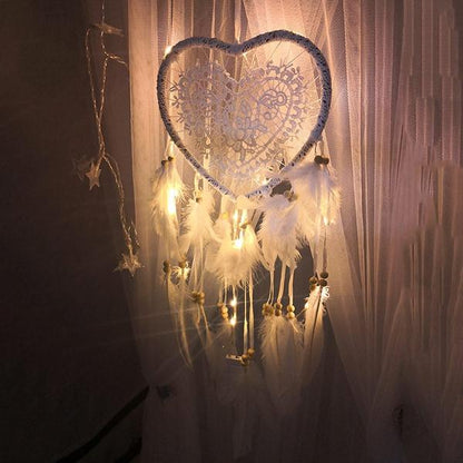 2-Pieces: Romantic LED Dream Catcher with Feather Dreamcatcher Night Light __stock:100 Furniture and Décor refund_fee:800