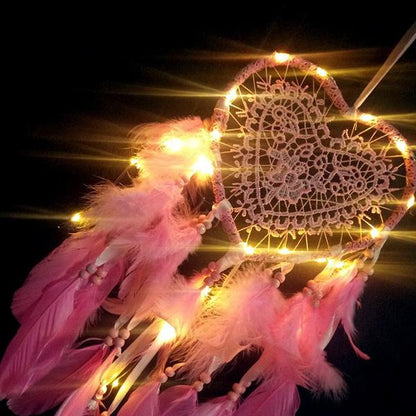 2-Pieces: Romantic LED Dream Catcher with Feather Dreamcatcher Night Light __stock:100 Furniture and Décor refund_fee:800