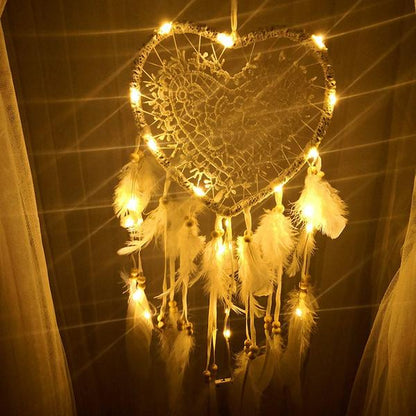 2-Pieces: Romantic LED Dream Catcher with Feather Dreamcatcher Night Light __stock:100 Furniture and Décor refund_fee:800