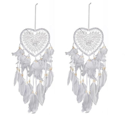 2-Pieces: Romantic LED Dream Catcher with Feather Dreamcatcher Night Light White __stock:100 Furniture and Décor refund_fee:800