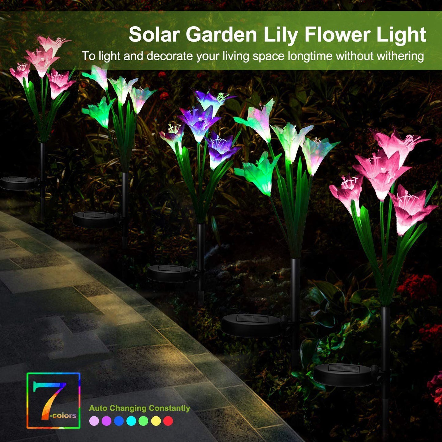 2-Pieces: Solar Garden Lights Outdoor __stock:150 Outdoor Lighting refund_fee:1200 Warranty