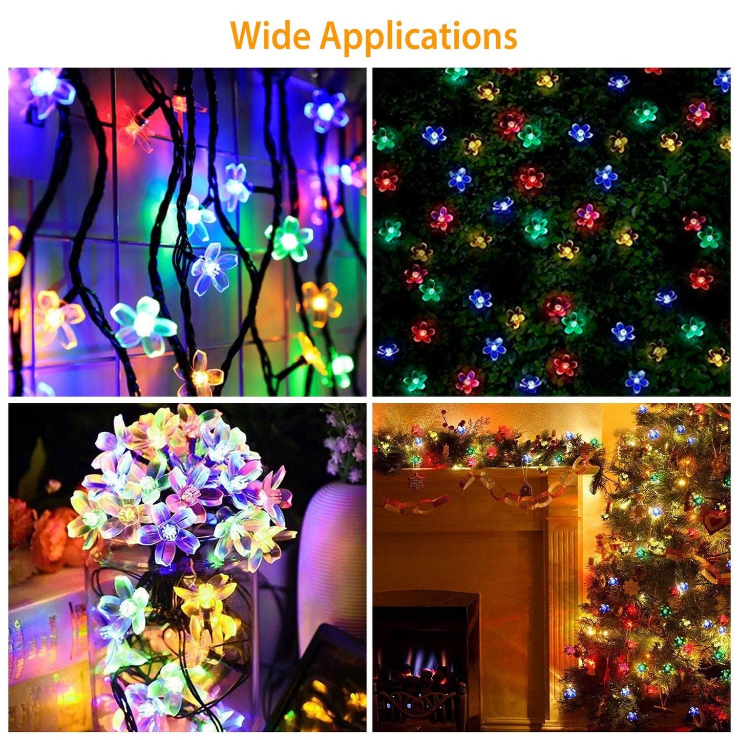 2-Pieces: Solar Power String Lights 50 LED Beads Fairy Sakura Flower __stock:50 Low stock refund_fee:1200 String & Fairy Lights Warranty