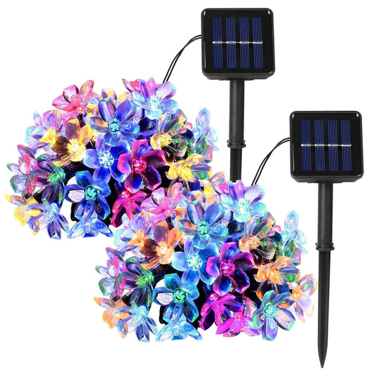 2-Pieces: Solar Power String Lights 50 LED Beads Fairy Sakura Flower __stock:50 Low stock refund_fee:1200 String & Fairy Lights Warranty