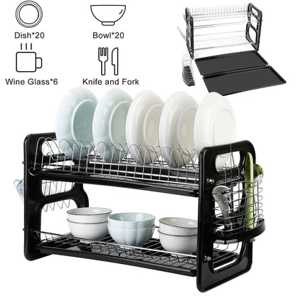 2-Tier Dish Drying Rack Drainboard Set Kitchen & Dining Low stock refund_fee:1800