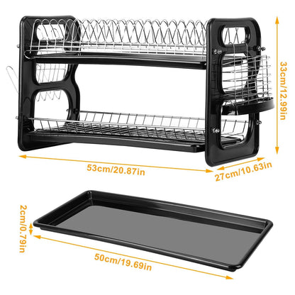 2-Tier Dish Drying Rack Drainboard Set Kitchen & Dining Low stock refund_fee:1800