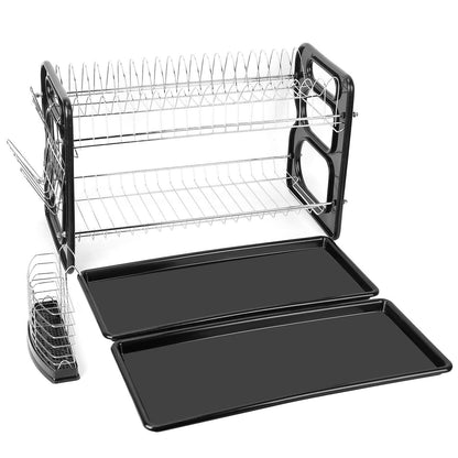 2-Tier Dish Drying Rack Drainboard Set Kitchen & Dining Low stock refund_fee:1800