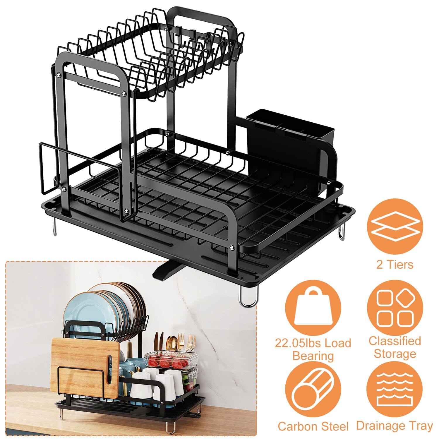 2-Tier Dish Drying Rack __stock:50 Kitchen & Dining refund_fee:1200