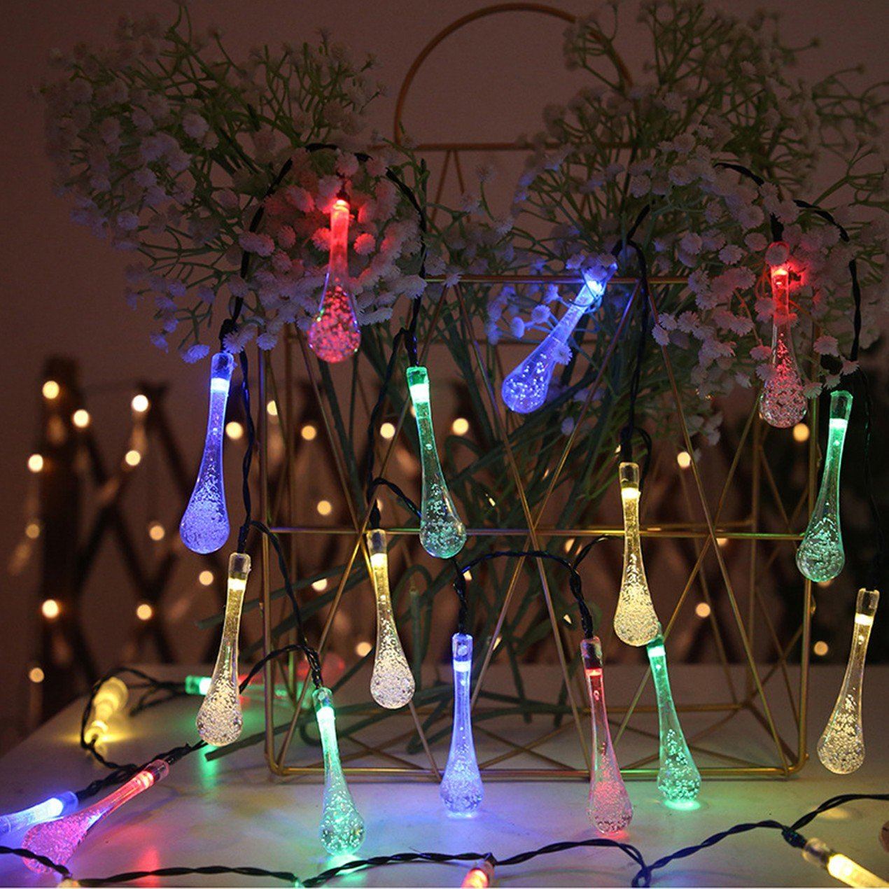 20 Ft. LED Multi-Color Waterdrop Lighting __stock:750 refund_fee:800 String & Fairy Lights Warranty