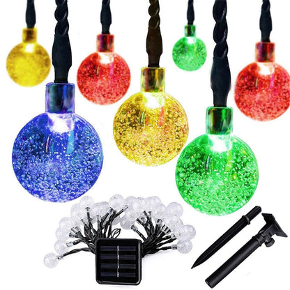 20 LED 16Ft Crystal Ball Solar String Lights __stock:1000 refund_fee:800 String & Fairy Lights Warranty