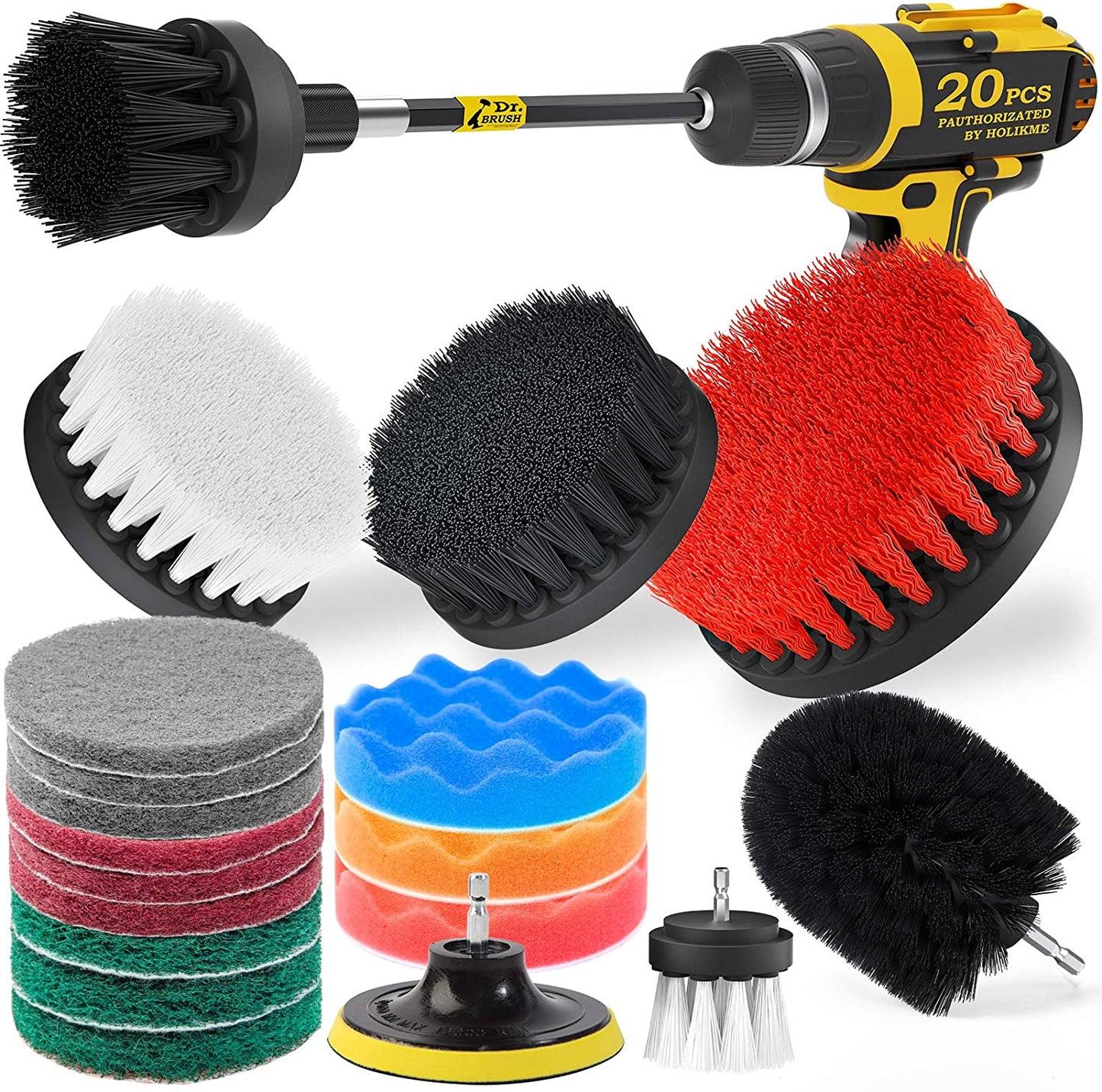 20-Pack: Holikme Drill Brush Attachments Set Black __stock:500 Home Improvement refund_fee:1200 show-color-swatches