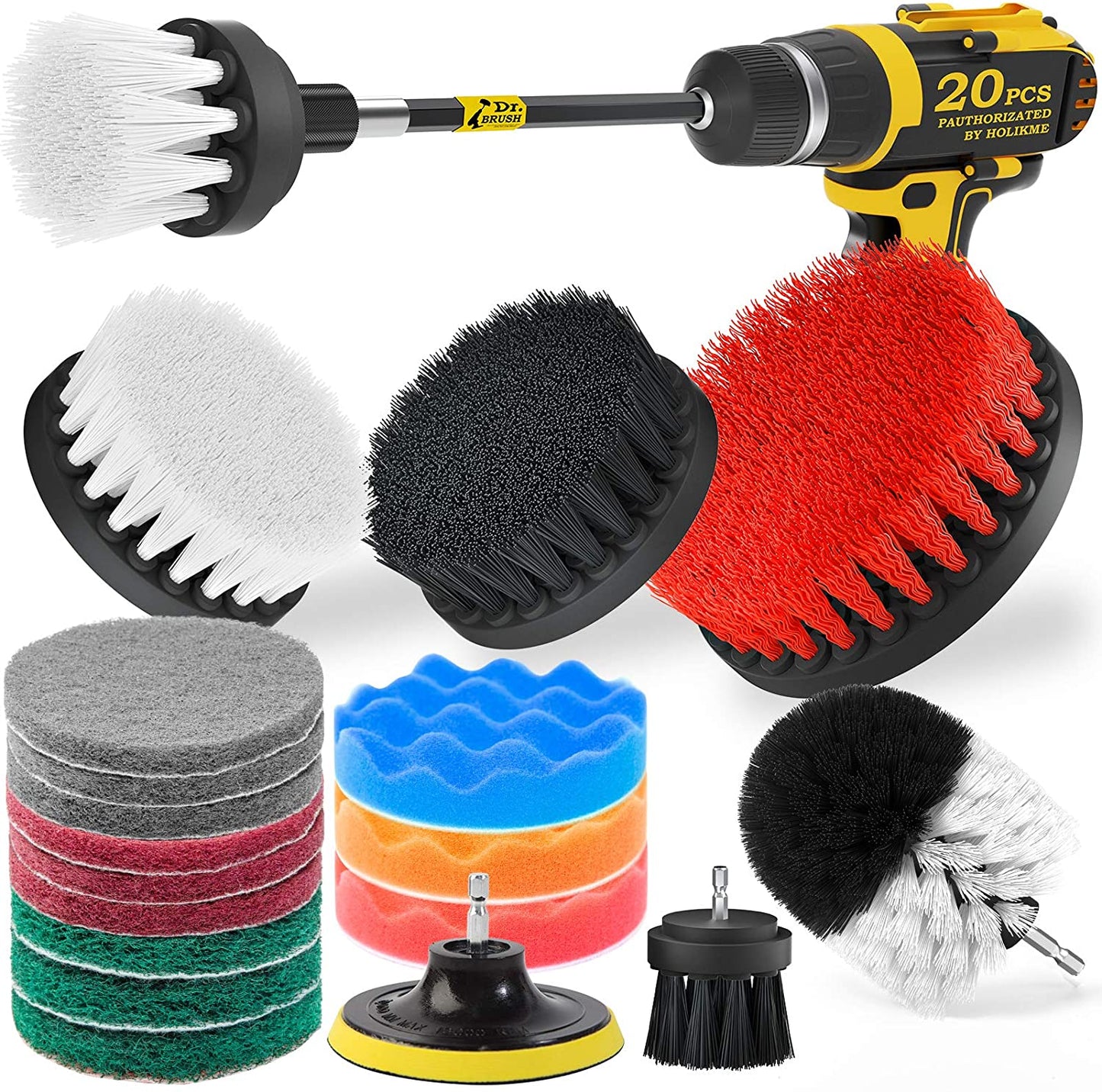 20-Pack: Holikme Drill Brush Attachments Set White __stock:500 Home Improvement refund_fee:1200 show-color-swatches