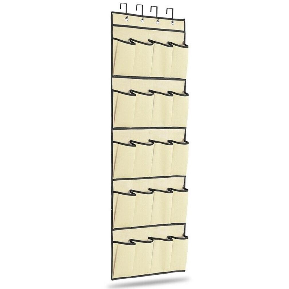 20 Pocket: Over the Door Shoe Rack Organizer Beige __stock:100 Closet & Storage refund_fee:800