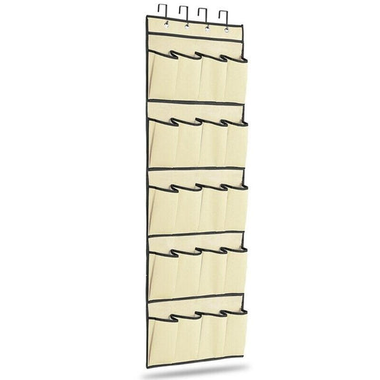 20 Pocket: Over the Door Shoe Rack Organizer Beige __stock:100 Closet & Storage refund_fee:800