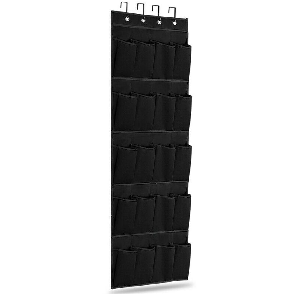 20 Pocket: Over the Door Shoe Rack Organizer Black __stock:100 Closet & Storage refund_fee:800