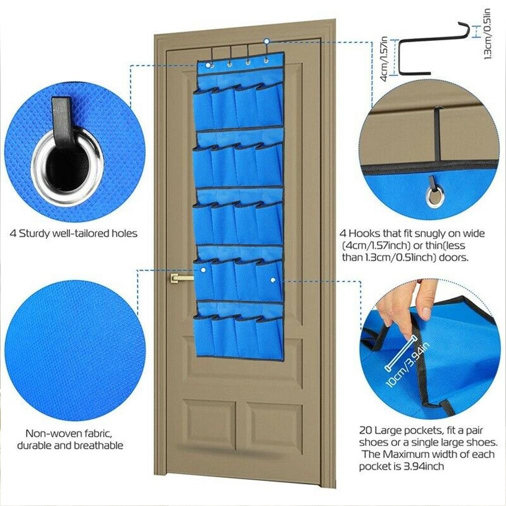 20 Pocket: Over the Door Shoe Rack Organizer __stock:100 Closet & Storage refund_fee:800