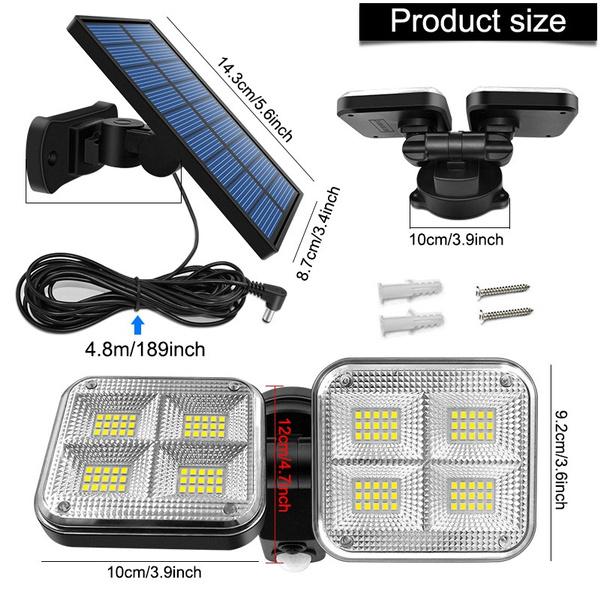 20W Super Bright Solar Lights 120 LED IP65 Waterproof Outdoor Lighting refund_fee:1200 Warranty