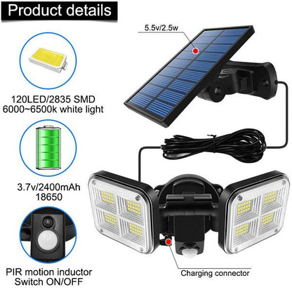 20W Super Bright Solar Lights 120 LED IP65 Waterproof Outdoor Lighting refund_fee:1200 Warranty