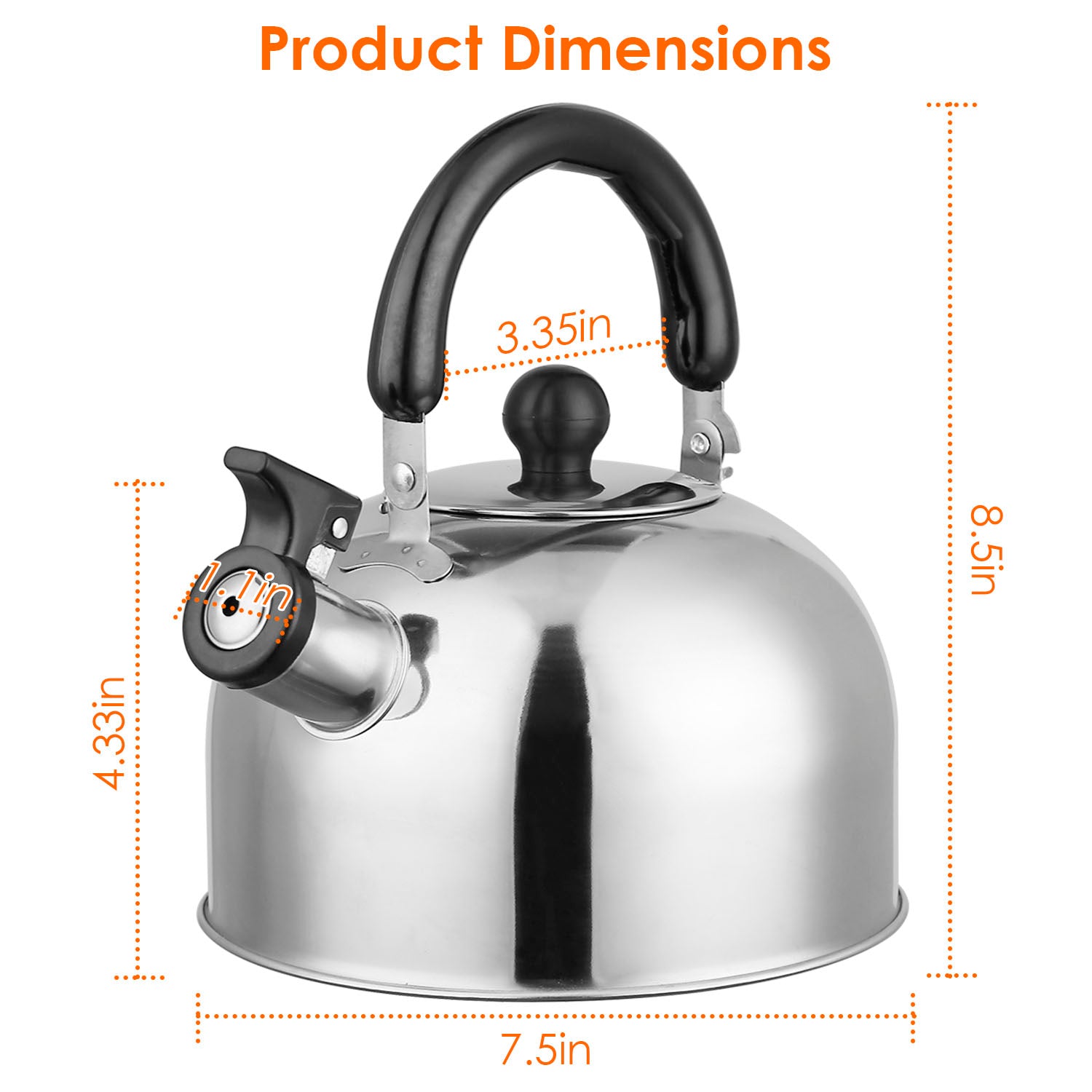 2.1 Quarts Stainless Steel Whistling Tea Kettle Stovetop Induction Gas Teapot __stock:50 Kitchen & Dining Low stock refund_fee:1200