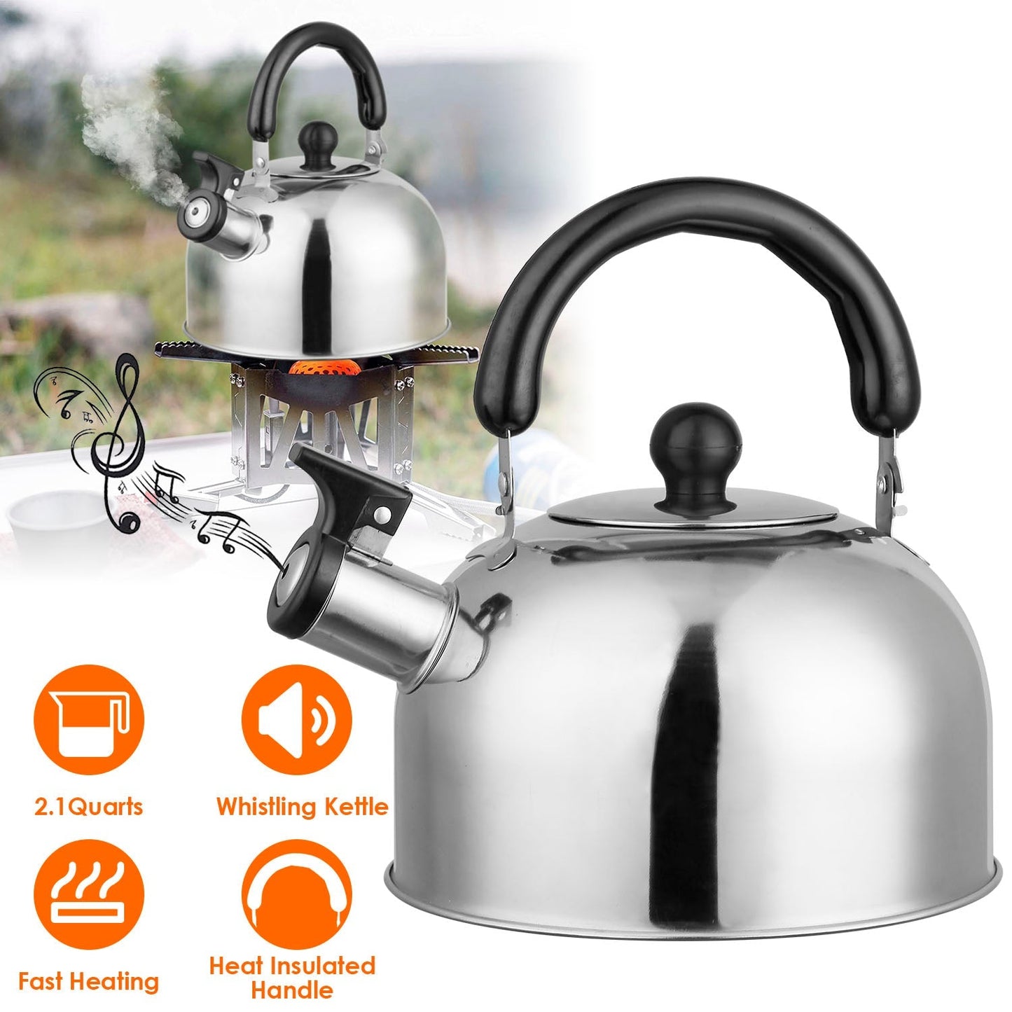 2.1 Quarts Stainless Steel Whistling Tea Kettle Stovetop Induction Gas Teapot __stock:50 Kitchen & Dining Low stock refund_fee:1200