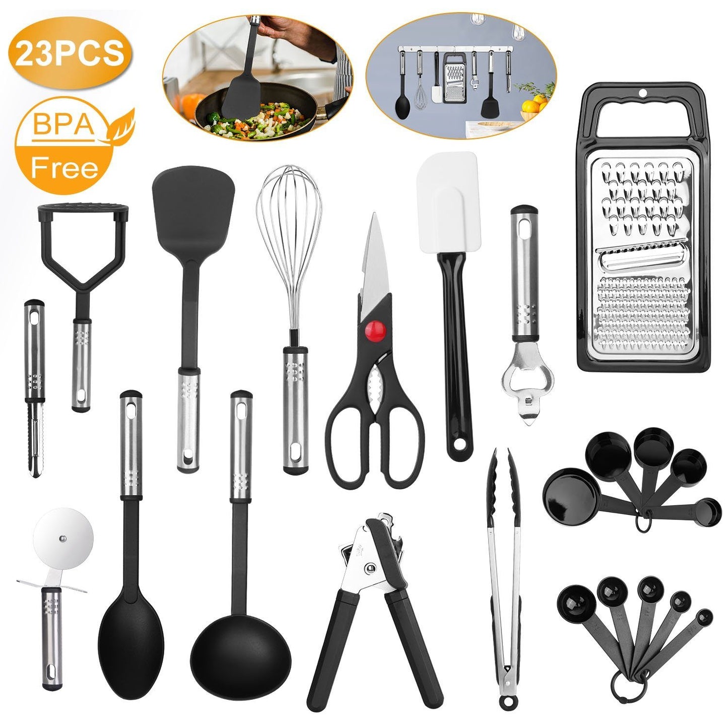 23-Piece Set: Kitchen Utensil Set Stainless Steel Nylon Kitchen & Dining Low stock refund_fee:1200