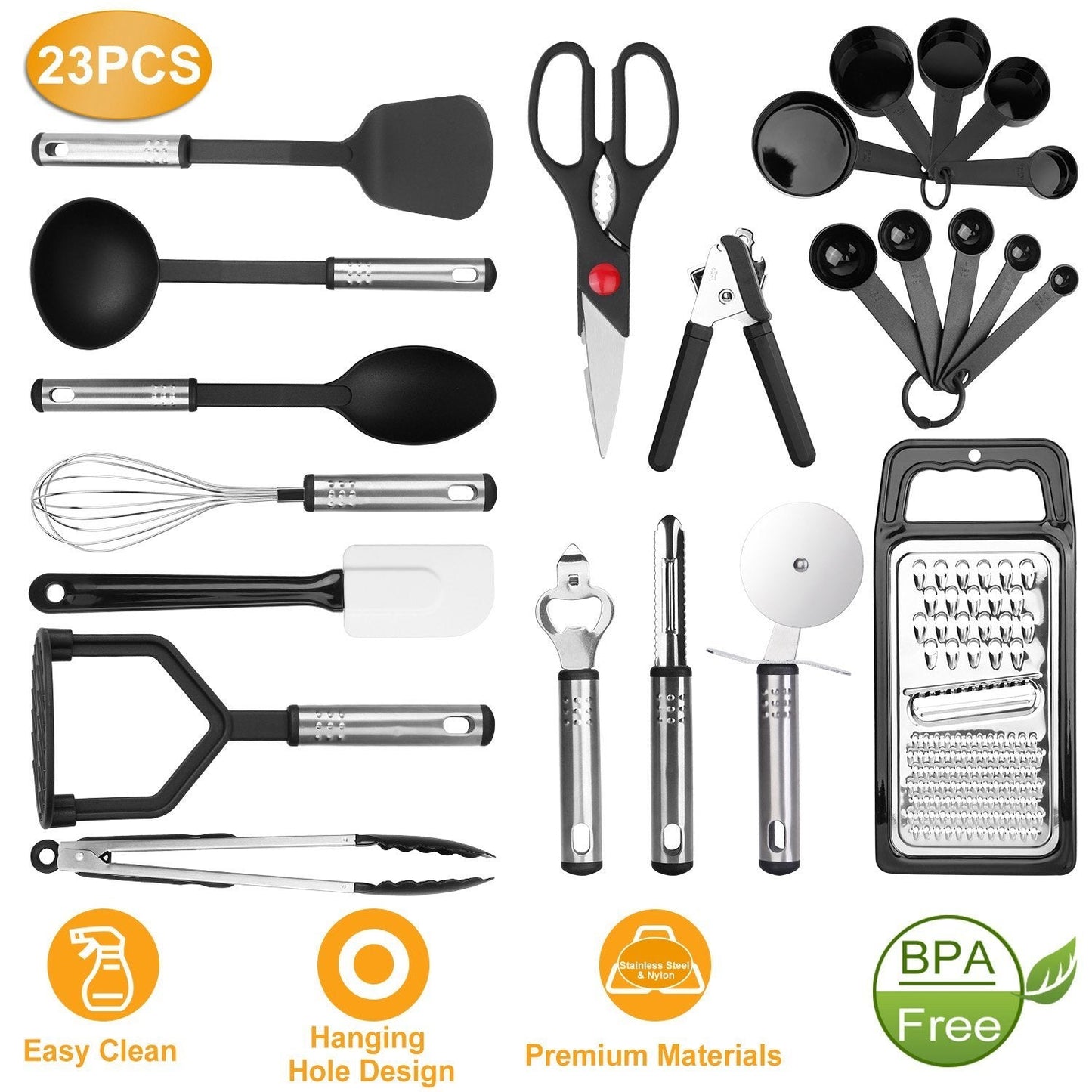 23-Piece Set: Kitchen Utensil Set Stainless Steel Nylon Kitchen & Dining Low stock refund_fee:1200