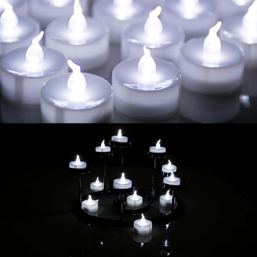 24-Pack: White LED Tealight Timer Candles Battery Operated Flameless Smokeless Indoor Lighting refund_fee:1200 Warranty