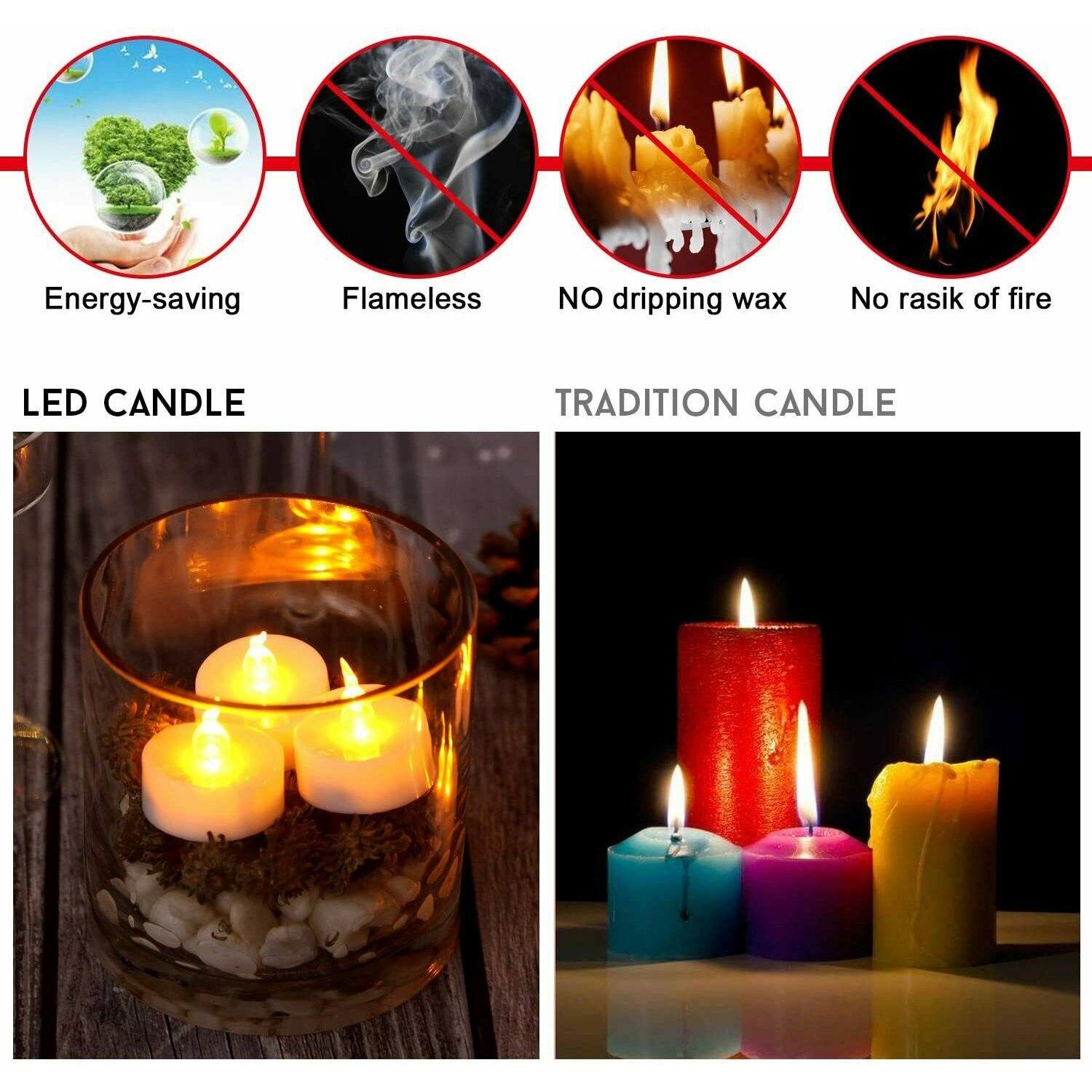 24-Piece: LED Flameless Tealight Smokeless Flickering Candles Indoor Lighting refund_fee:1200 Warranty