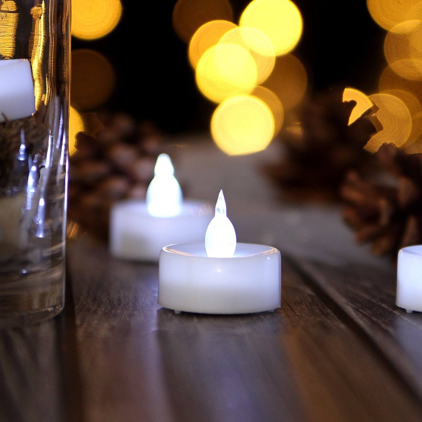 24-Piece: Warm White LED Tealight Flameless Smokeless Candles Indoor Lighting refund_fee:800 Warranty