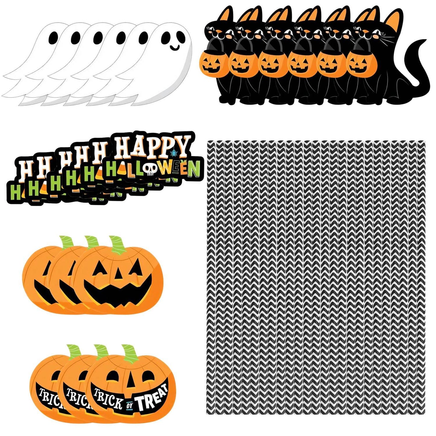 24-Pieces: Halloween Party Striped Decorative Paper Straws __stock:50 Holiday Decor & Apparel refund_fee:800