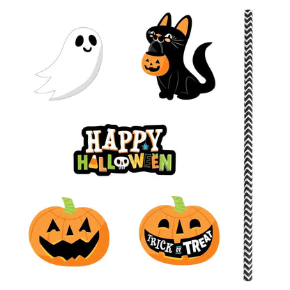 24-Pieces: Halloween Party Striped Decorative Paper Straws __stock:50 Holiday Decor & Apparel refund_fee:800