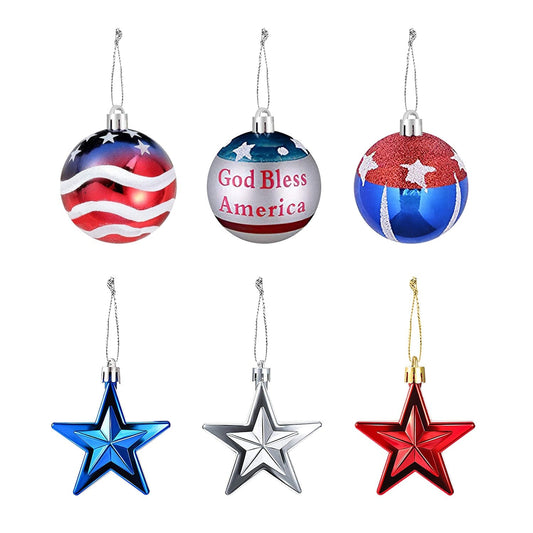 24-Pieces Set: Hanging Ornaments Ball Star Patriotic __stock:50 Holiday Decor & Apparel refund_fee:1200