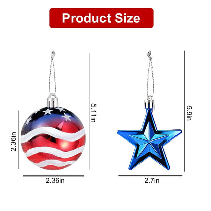 24-Pieces Set: Hanging Ornaments Ball Star Patriotic __stock:50 Holiday Decor & Apparel refund_fee:1200