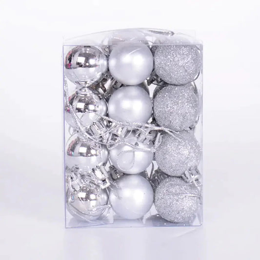 24-Pieces: Sparkling Christmas Balls Silver __stock:200 Holiday Decor & Apparel refund_fee:800