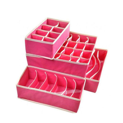 Foldable Closet Underwear Organizer(4 pics/1 Set) rose Closet & Storage storage