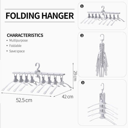 8 In 1 Multifunctional Folding Hanger For Space Saving Closet & Storage storage