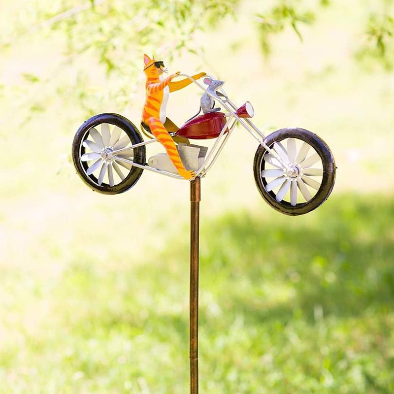 Animal Bicycle Windmill cat and rat decoration Garden & Patio