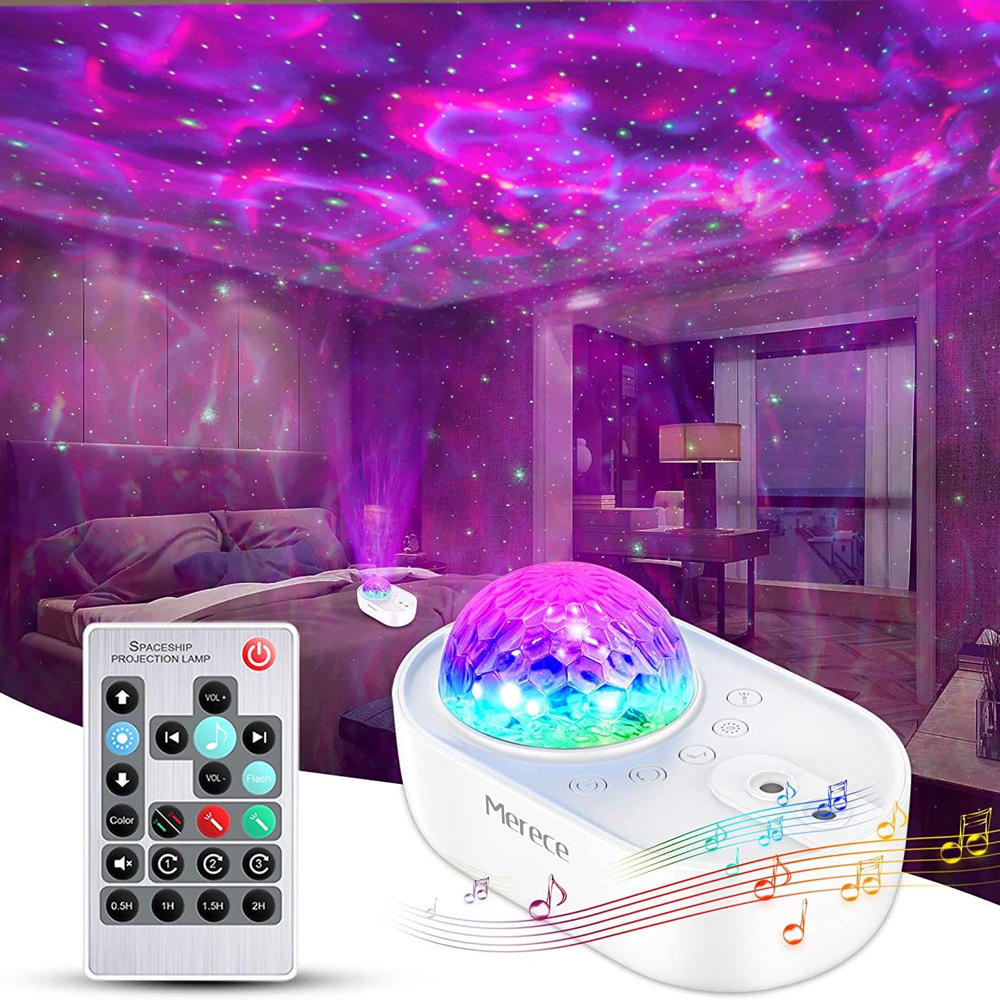 3-in-1 Galaxy Night Light Projector with Remote Control White __stock:200 Indoor Lighting refund_fee:1200 show-color-swatches Warranty