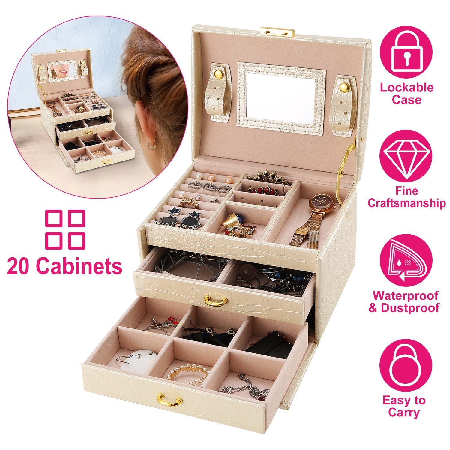 3-Layer Jewelry Case Organizer __stock:100 Closet & Storage Low stock refund_fee:1200