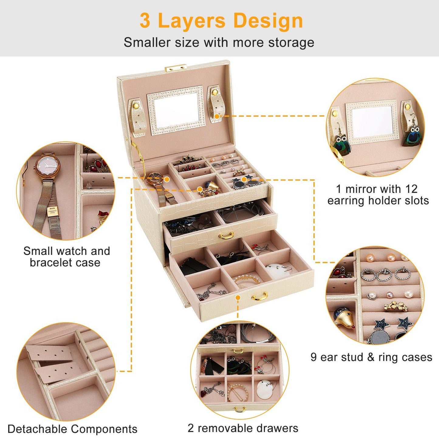 3-Layer Jewelry Case Organizer __stock:100 Closet & Storage Low stock refund_fee:1200