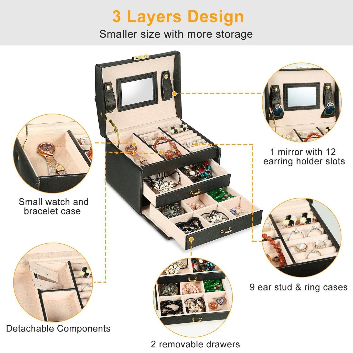 3-Layer Jewelry Case Organizer __stock:100 Closet & Storage Low stock refund_fee:1200