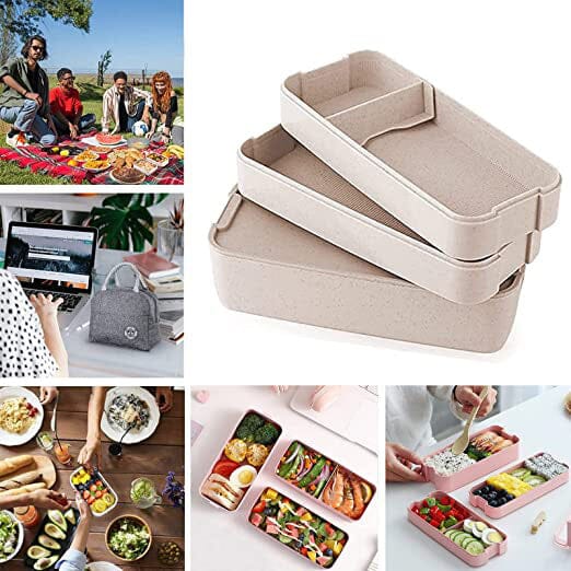 3-Layer Stackable Bento Box Japanese Lunch Box Kit with Spoon & Fork __stock:200 Kitchen & Dining refund_fee:800