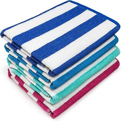 3-Pack: 30" x 60" Ultra-Soft 100% Cotton Striped Pool Cabana Hotel Beach Towels __stock:1000 Bath refund_fee:1200