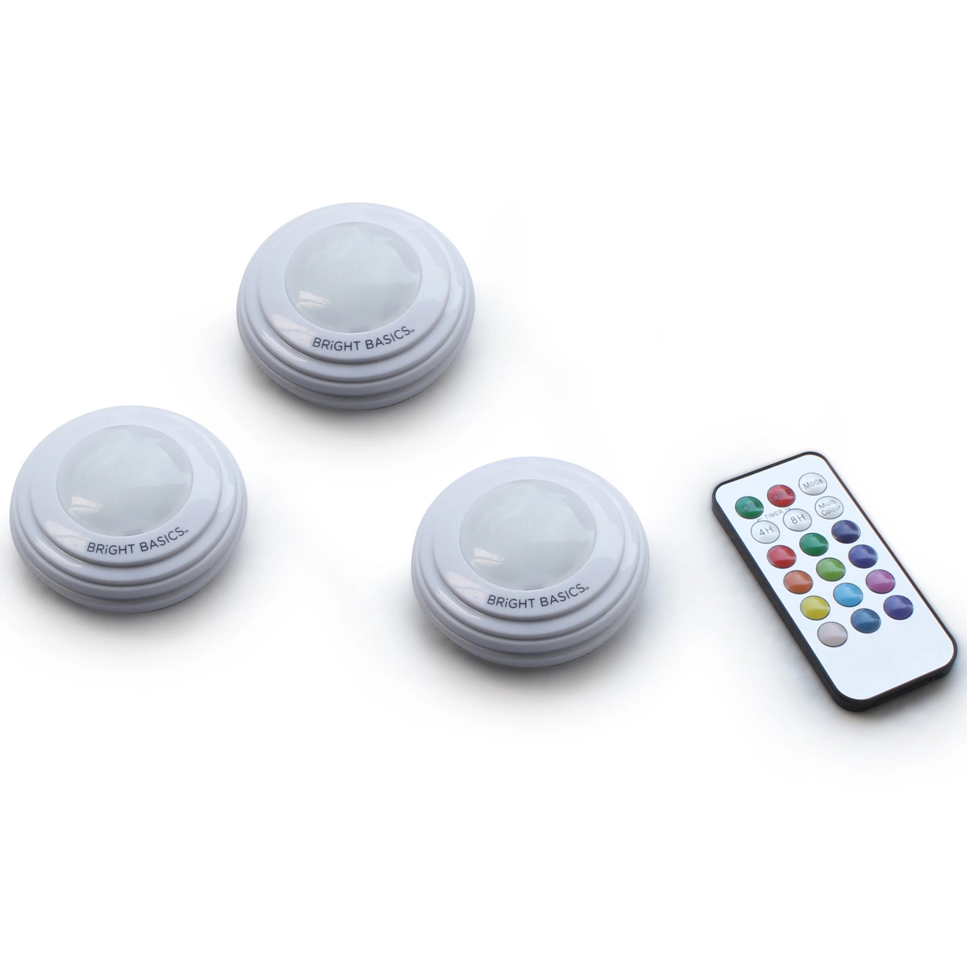 3-Pack: Bright Basics Color Changing Wireless LED Puck Lights w/ Remote Control __stock:50 Indoor Lighting refund_fee:800 Warranty