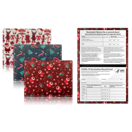 3-Pack: Faux Leather Holiday Themed CDC Vaccination Card Holder Set 1 __stock:200 Holiday Decor & Apparel refund_fee:800