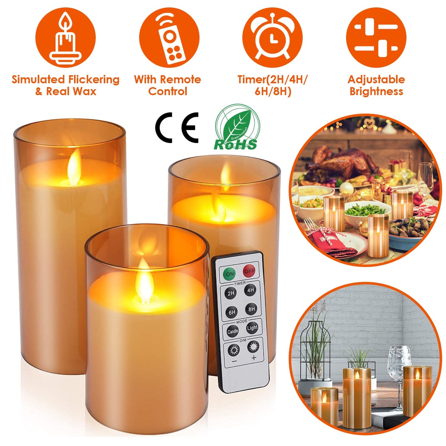 3-Pack: Flameless Battery Operated Candles __stock:50 Indoor Lighting Low stock refund_fee:1200 Warranty