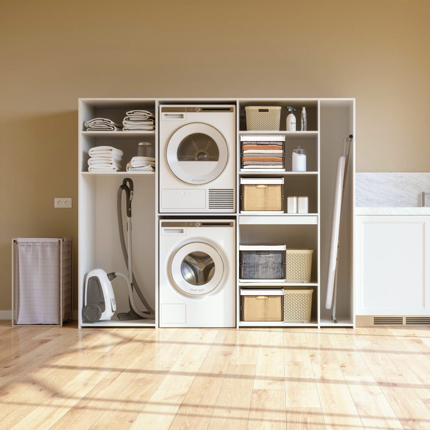 3-Pack: Foldable Storage Bin with Lid Stackable Plastic Closet Organizer __stock:50 Closet & Storage refund_fee:1800