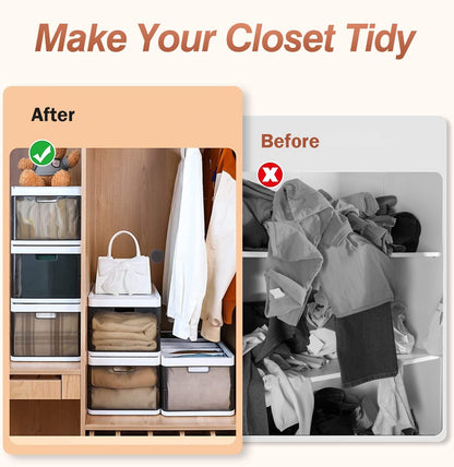 3-Pack: Foldable Storage Bin with Lid Stackable Plastic Closet Organizer __stock:50 Closet & Storage refund_fee:1800