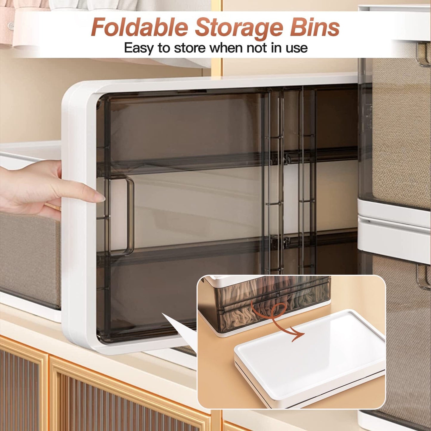 3-Pack: Foldable Storage Bin with Lid Stackable Plastic Closet Organizer __stock:50 Closet & Storage refund_fee:1800