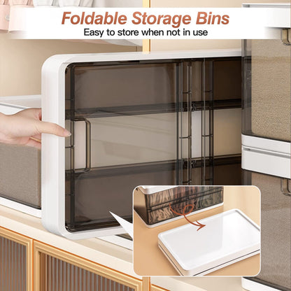 3-Pack: Foldable Storage Bin with Lid Stackable Plastic Closet Organizer __stock:50 Closet & Storage refund_fee:1800