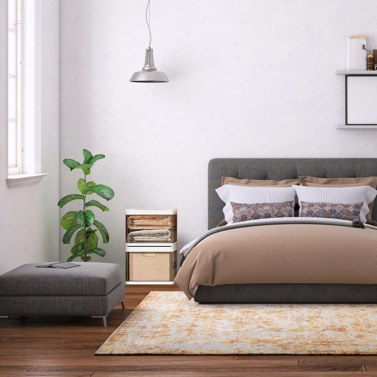 3-Pack: Foldable Storage Bin with Lid Stackable Plastic Closet Organizer __stock:50 Closet & Storage refund_fee:1800